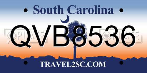 QVB8536 South Carolina License Plate