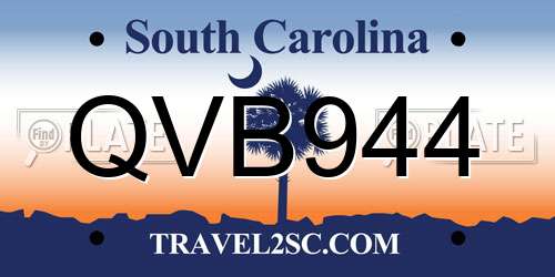 QVB944 South Carolina License Plate