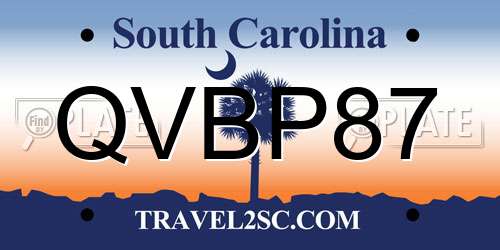 QVBP87 South Carolina License Plate