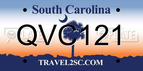 QVC121 South Carolina License Plate