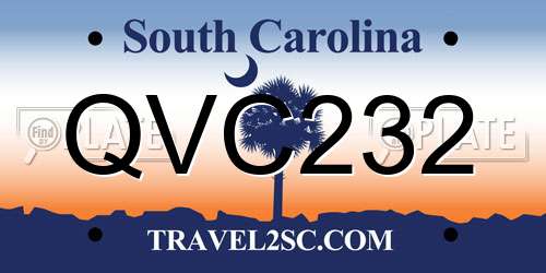 QVC232 South Carolina License Plate