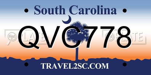 QVC778 South Carolina License Plate