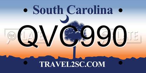 QVC990 South Carolina License Plate