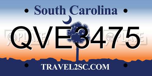 QVE3475 South Carolina License Plate