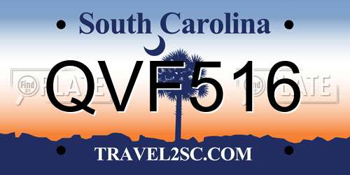 QVF516 South Carolina License Plate