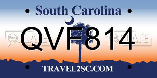QVF814 South Carolina License Plate