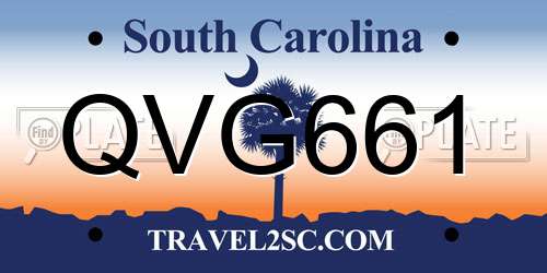 QVG661 South Carolina License Plate