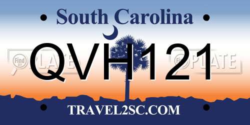 QVH121 South Carolina License Plate