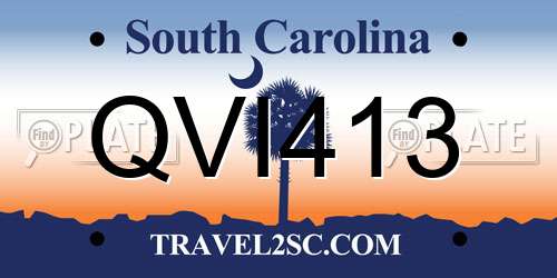 QVI413 South Carolina License Plate