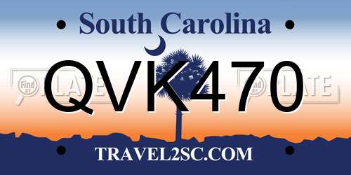 QVK470 South Carolina License Plate