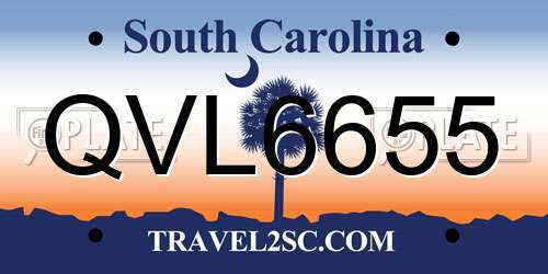 QVL6655 South Carolina License Plate