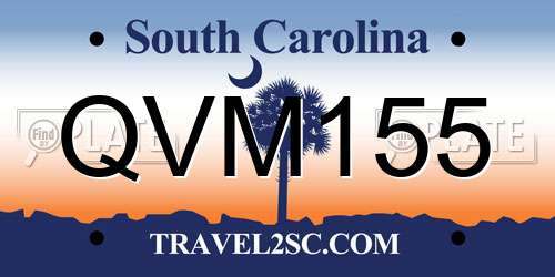 QVM155 South Carolina License Plate