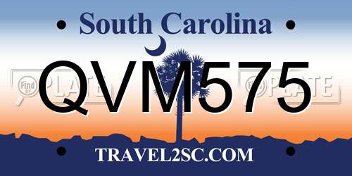 QVM575 South Carolina License Plate