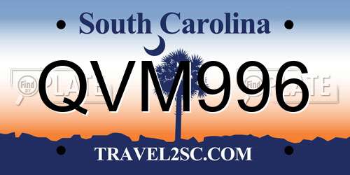 QVM996 South Carolina License Plate