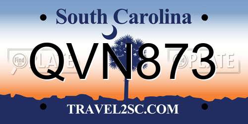 QVN873 South Carolina License Plate