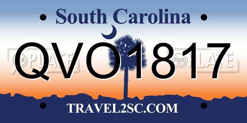 QVO1817 South Carolina License Plate