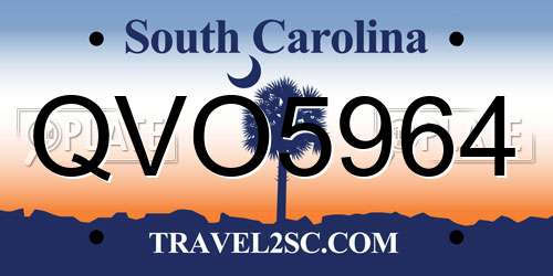 QVO5964 South Carolina License Plate