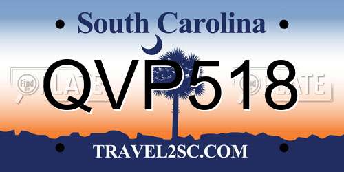 QVP518 South Carolina License Plate