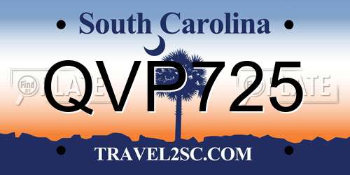 QVP725 South Carolina License Plate