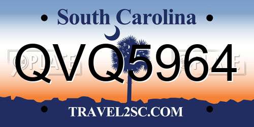 QVQ5964 South Carolina License Plate