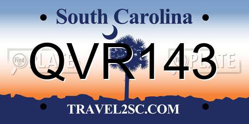 QVR143 South Carolina License Plate