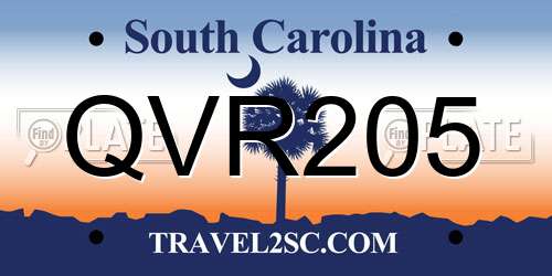 QVR205 South Carolina License Plate