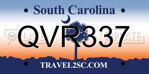 QVR337 South Carolina License Plate