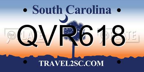 QVR618 South Carolina License Plate