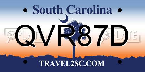 QVR87D South Carolina License Plate