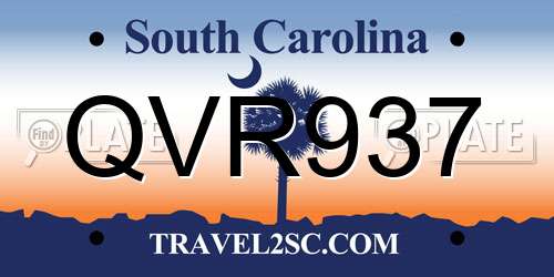 QVR937 South Carolina License Plate