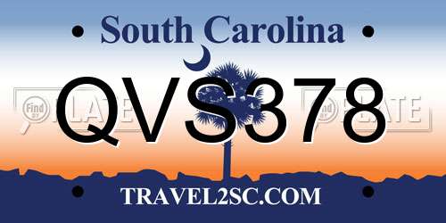 QVS378 South Carolina License Plate