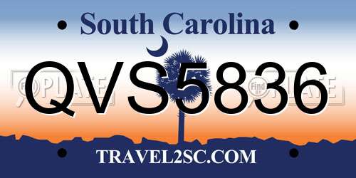 QVS5836 South Carolina License Plate