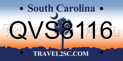 QVS8116 South Carolina License Plate