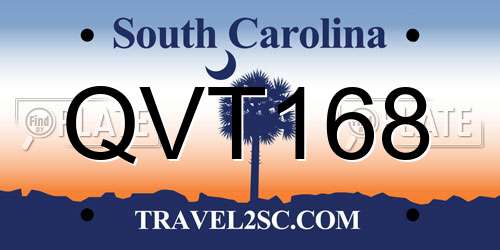 QVT168 South Carolina License Plate