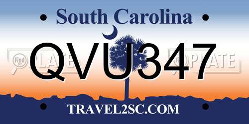 QVU347 South Carolina License Plate