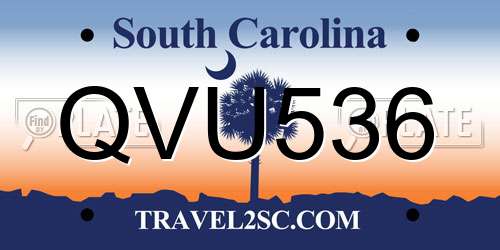 QVU536 South Carolina License Plate