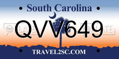QVV649 South Carolina License Plate