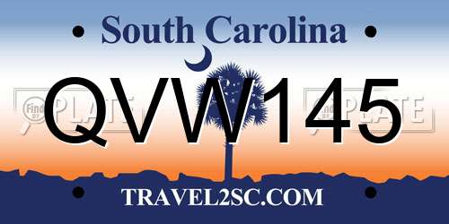 QVW145 South Carolina License Plate