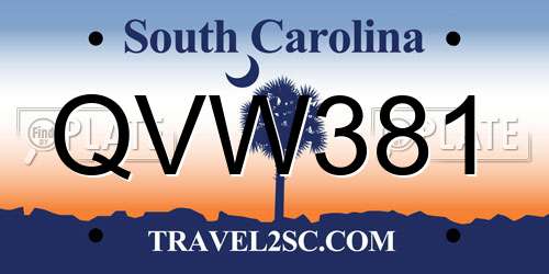 QVW381 South Carolina License Plate