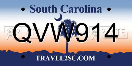 QVW914 South Carolina License Plate
