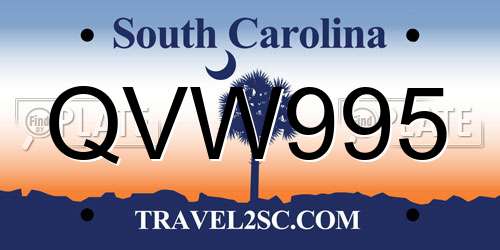 QVW995 South Carolina License Plate