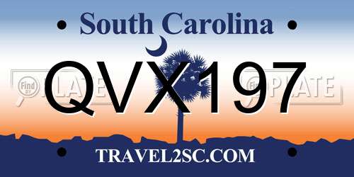 QVX197 South Carolina License Plate