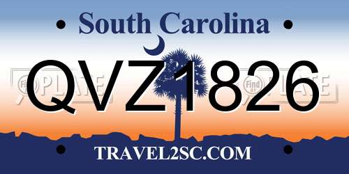 QVZ1826 South Carolina License Plate