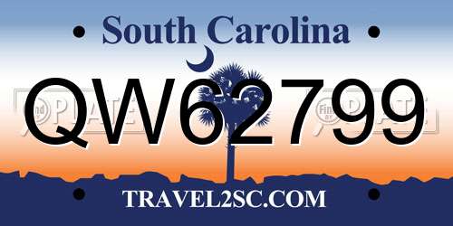 QW62799 South Carolina License Plate