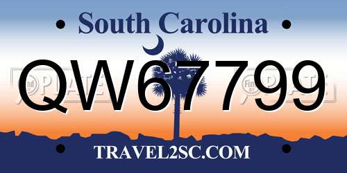 QW67799 South Carolina License Plate