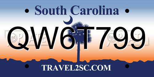 QW6T799 South Carolina License Plate