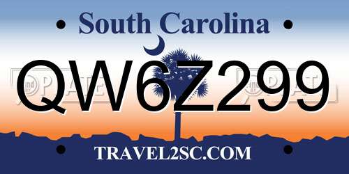 QW6Z299 South Carolina License Plate
