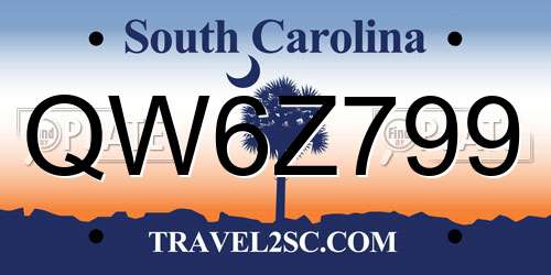 QW6Z799 South Carolina License Plate