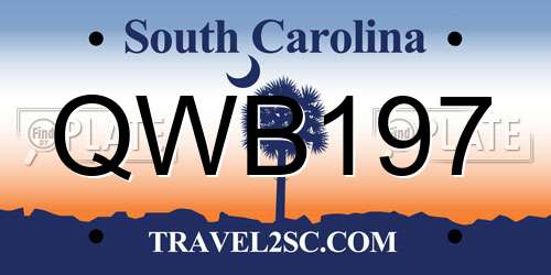 QWB197 South Carolina License Plate