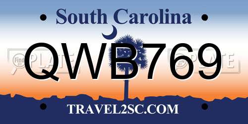 QWB769 South Carolina License Plate